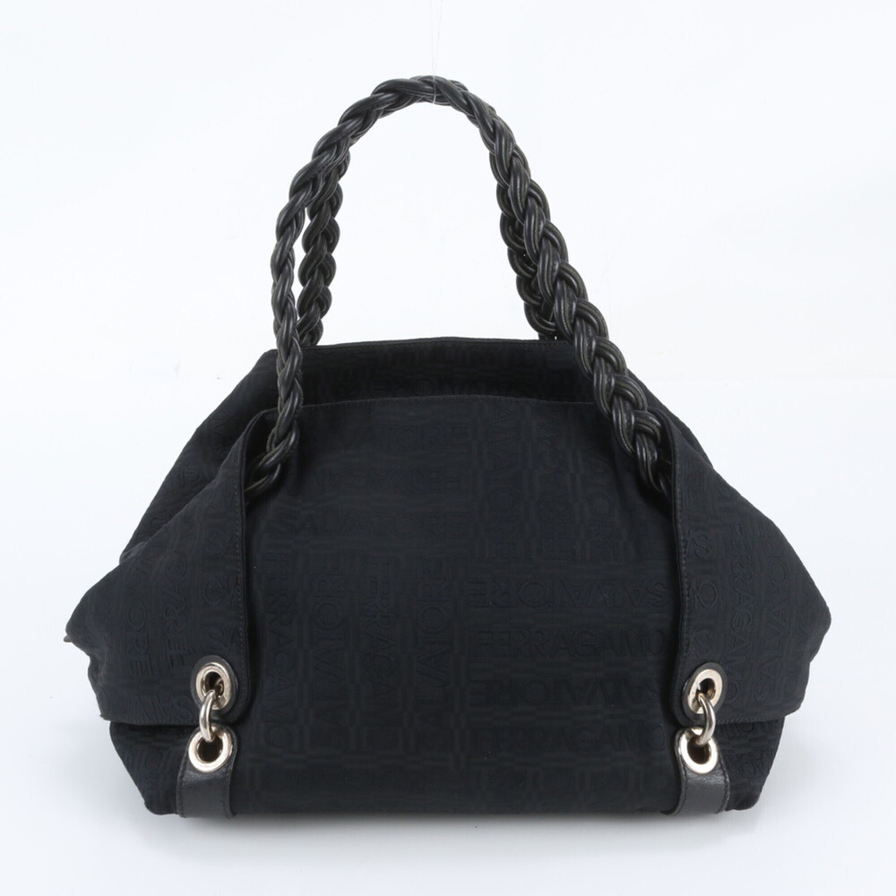 Salvatore Ferragamo Leather Shoulder Bag Tote Handbag Black Women's